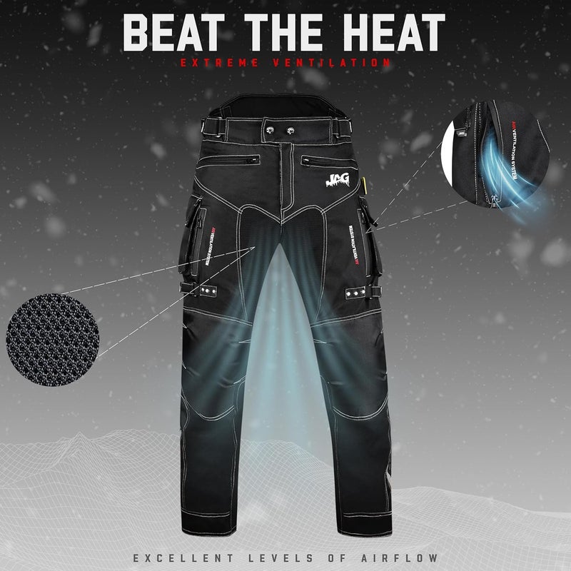 JAG Motorcycle Protective Pants - Dual Sport Motocross Pants, with Armor Impact Protection & Water Resistant Cordura Fabric - Image 5